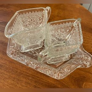 Vintage Cream and Sugar bowl with Tray (9”)